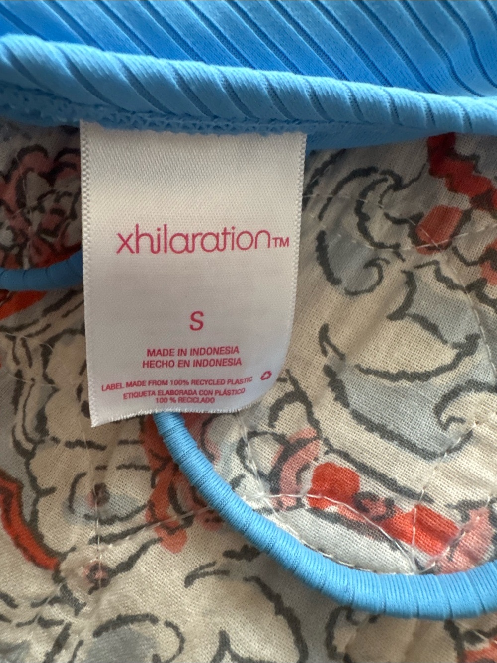 Bright Blue Ribbed Triangle Bikini Top - Picture 2 of 2